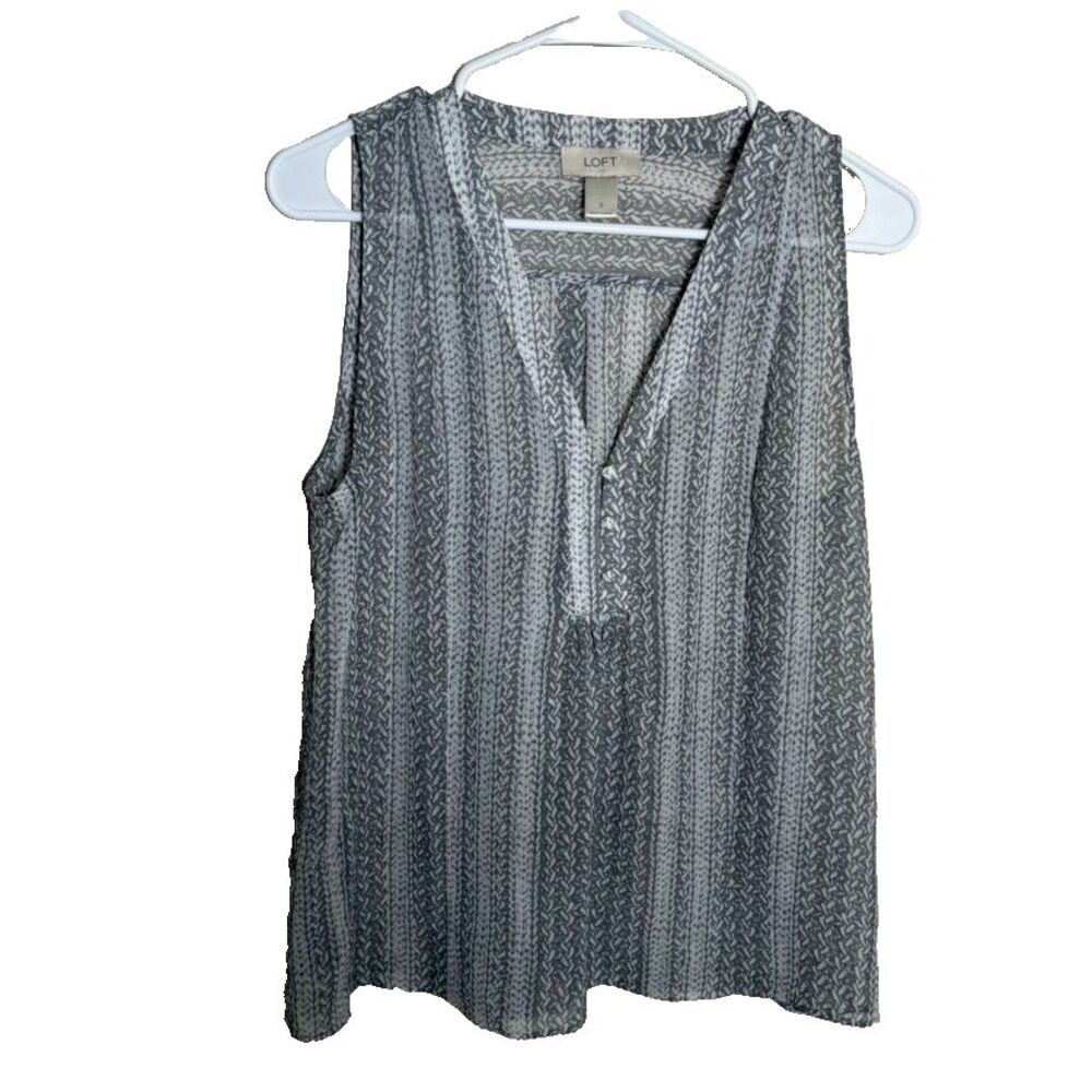 Loft Tank Top Women's Small V-Neck Sheer Lightweight Popover Shirt Printed